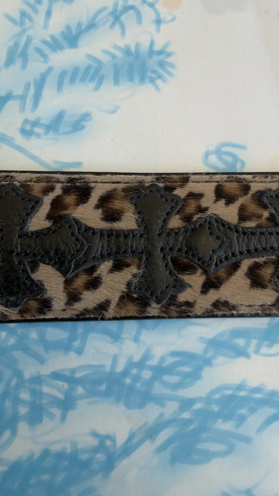 Chrome Hearts-Style Leopard Print Ponyhair Belt Strap Chrome Hearts