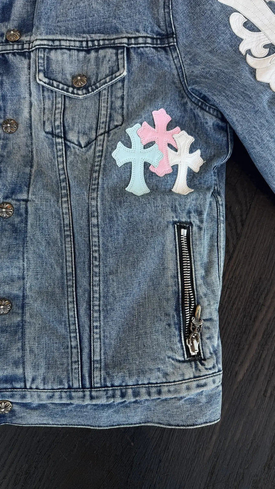 Chrome Hearts Levi's Cross Patch Denim Sherpa Jacket Chrome Hearts