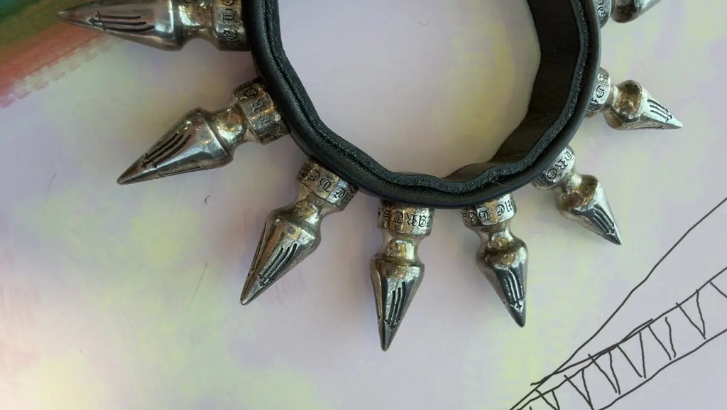Chrome Hearts Punk Series Spike Leather Bracelet Chrome Hearts