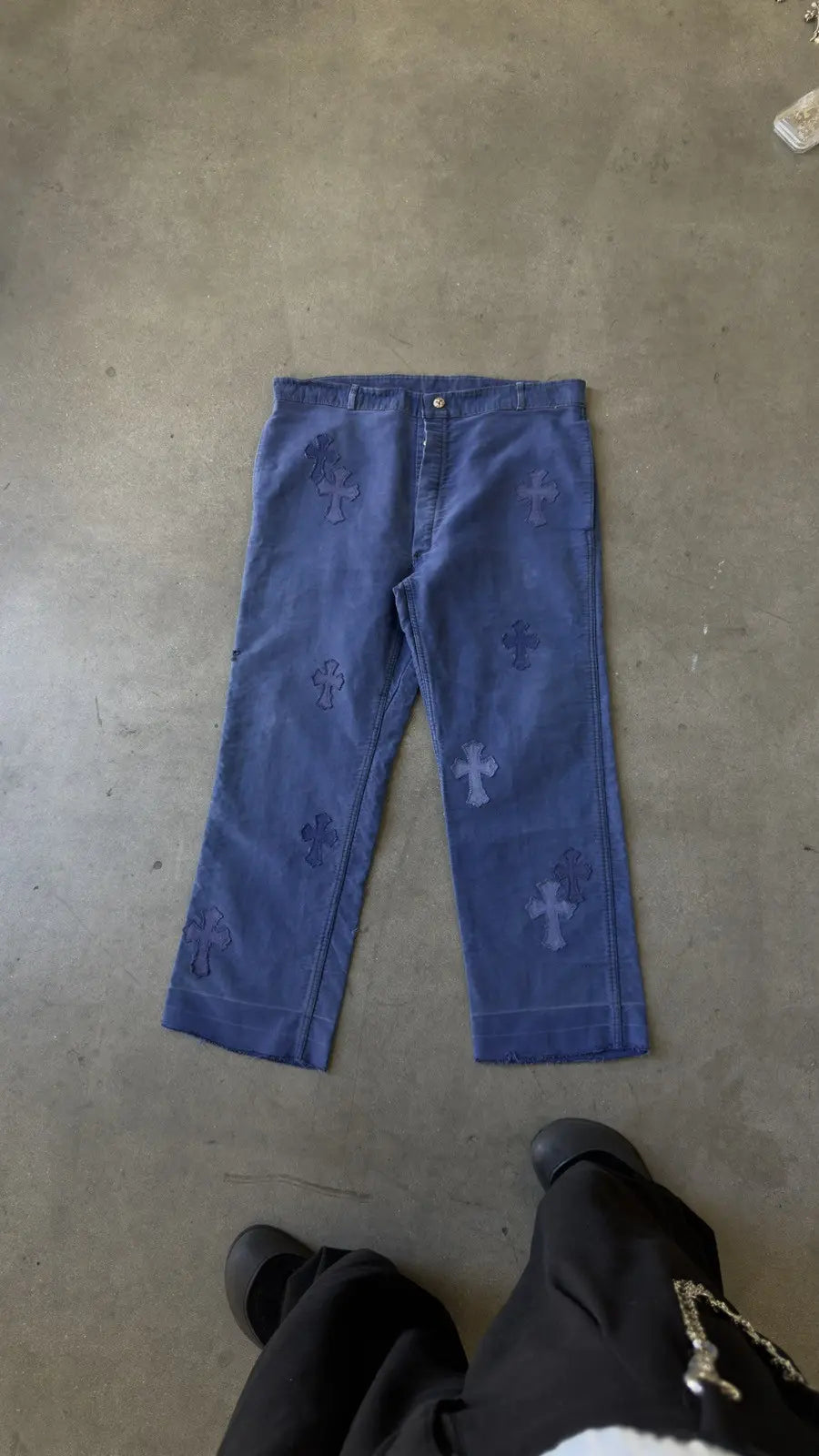 Chrome Hearts Blue Cross Patch Vintage French Work Pants