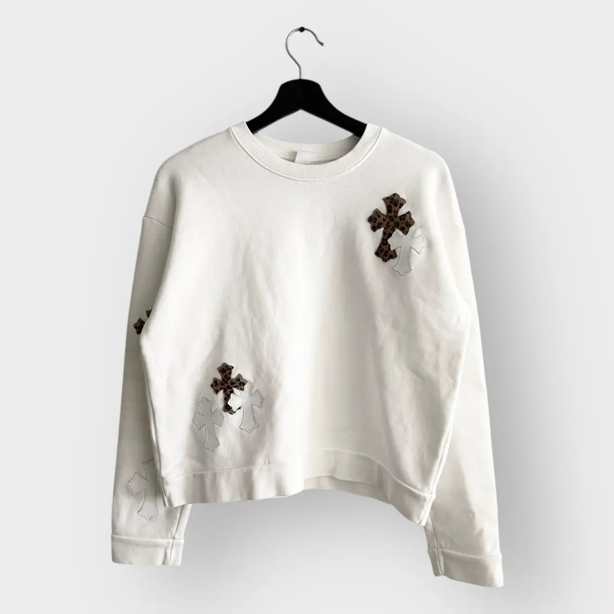 Chrome Hearts Leopard Patent Leather Patch Sweatshirt