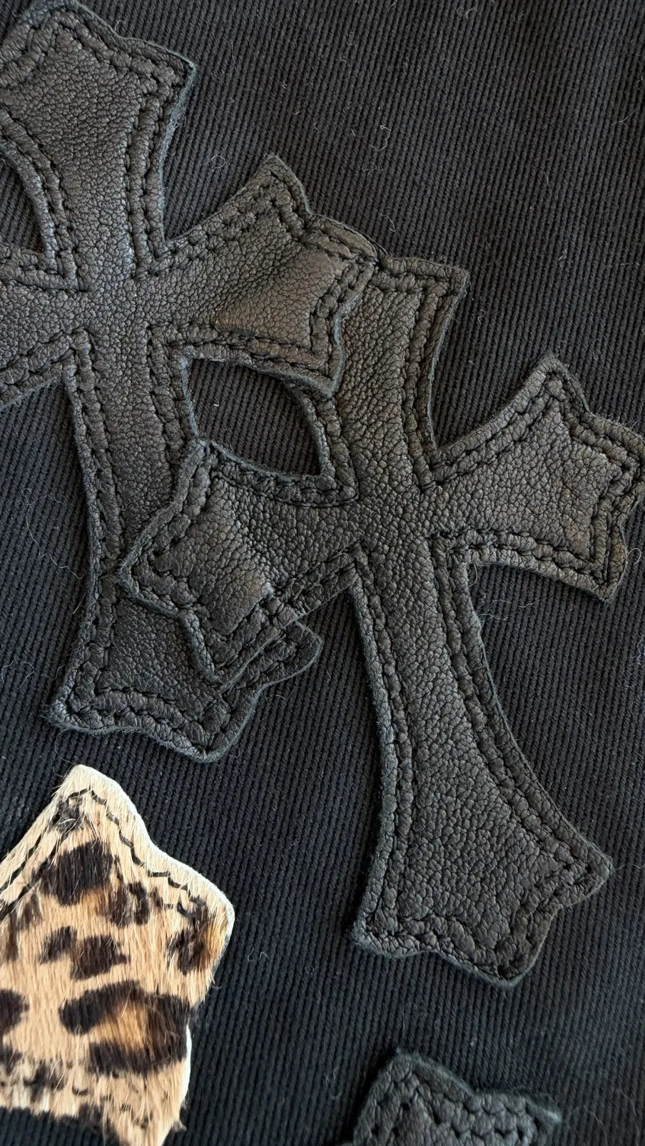 Chrome Hearts Work Dog Cross Leather Patch Jacket Size XL Chrome Hearts