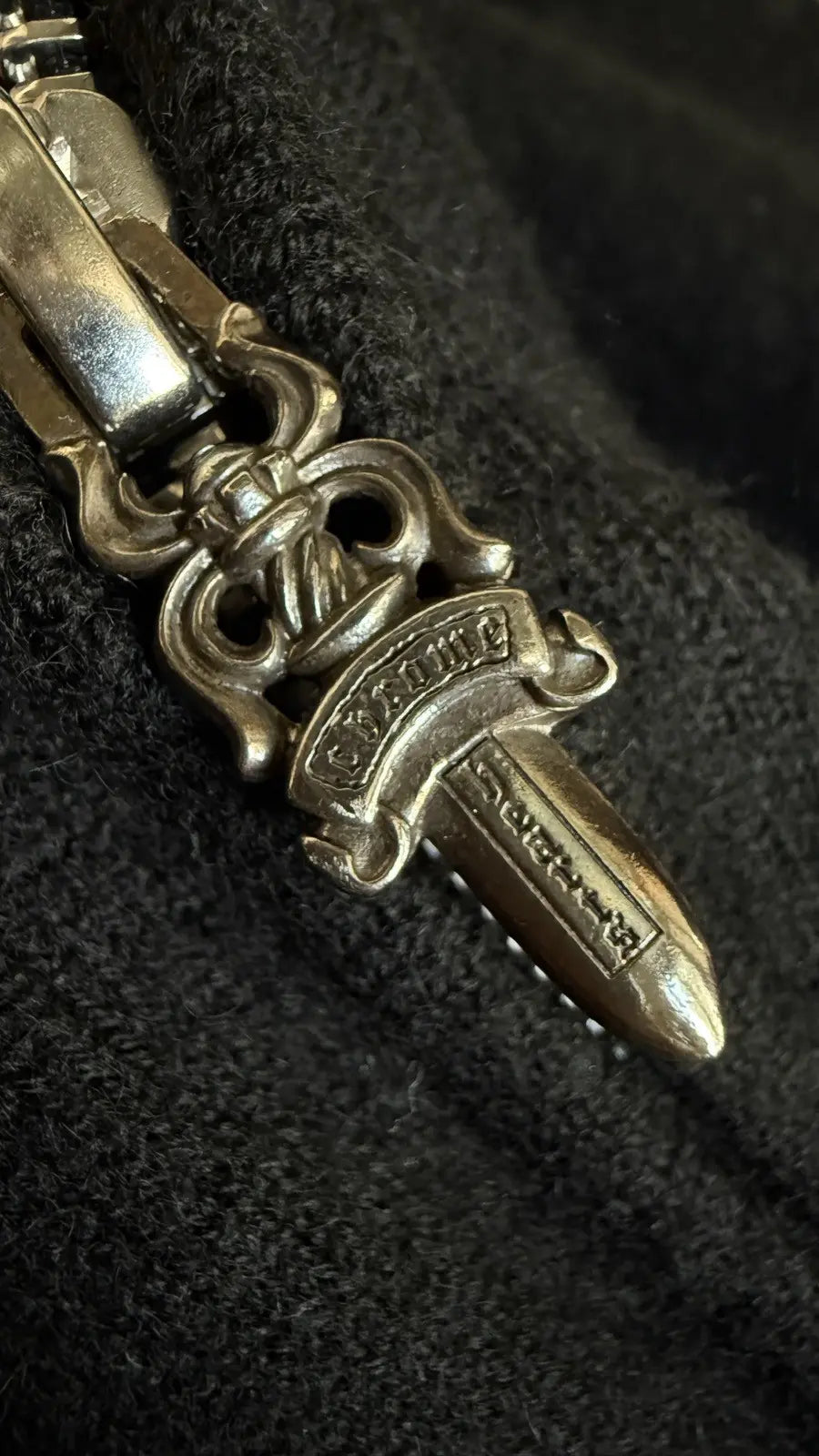 Chrome Hearts Cashmere Leather Cross Zip-Up Hoodie