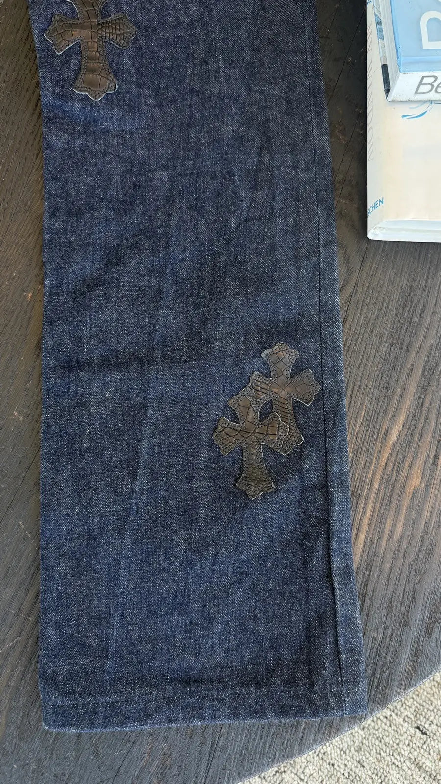 Chrome Hearts Crocodile Cross Patch Jeans Chrome Hearts
