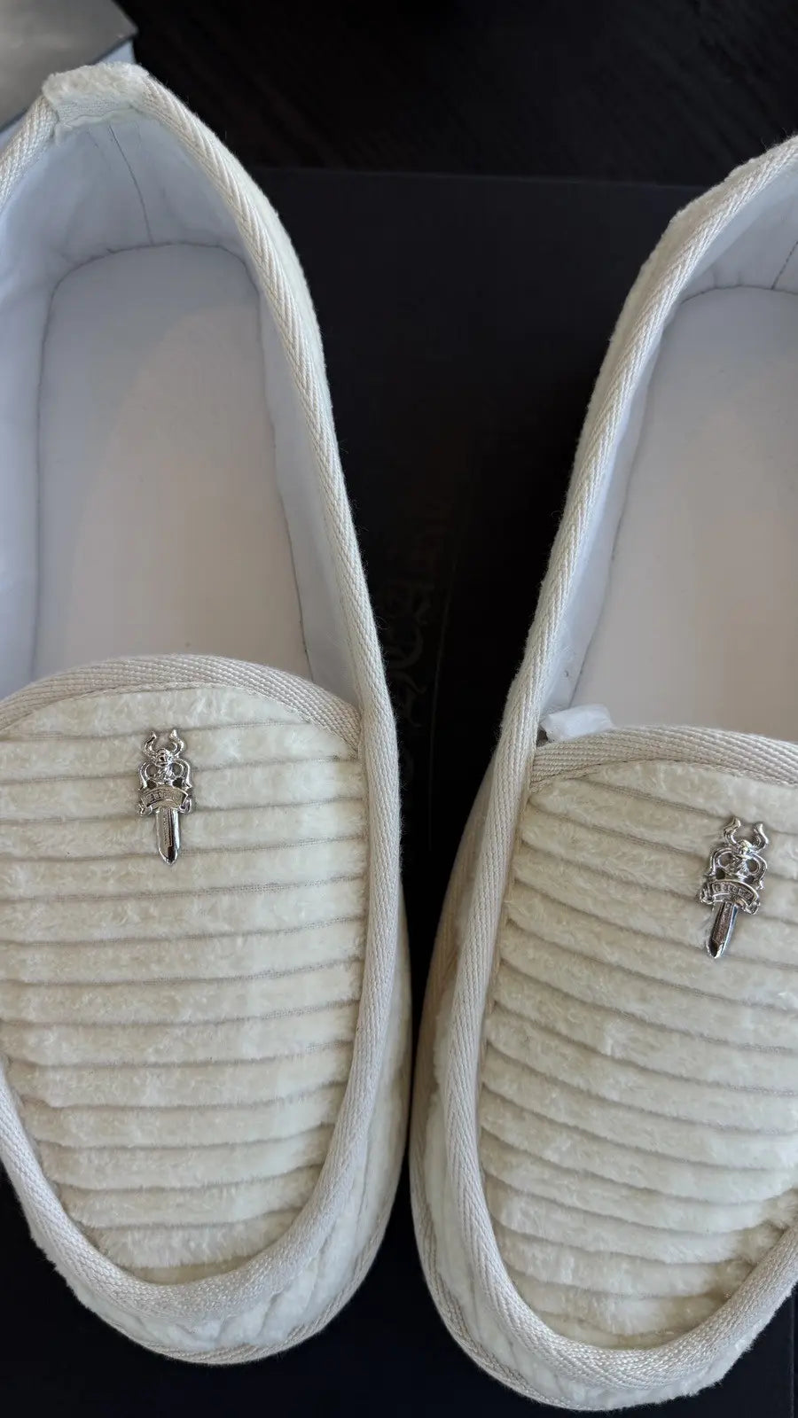 Chrome Hearts White Dagger Corduroy Loafers Chrome Hearts