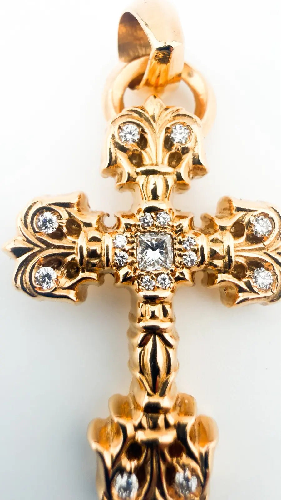 Chrome Hearts 22k Gold & Diamond Filigree Cross Pendant