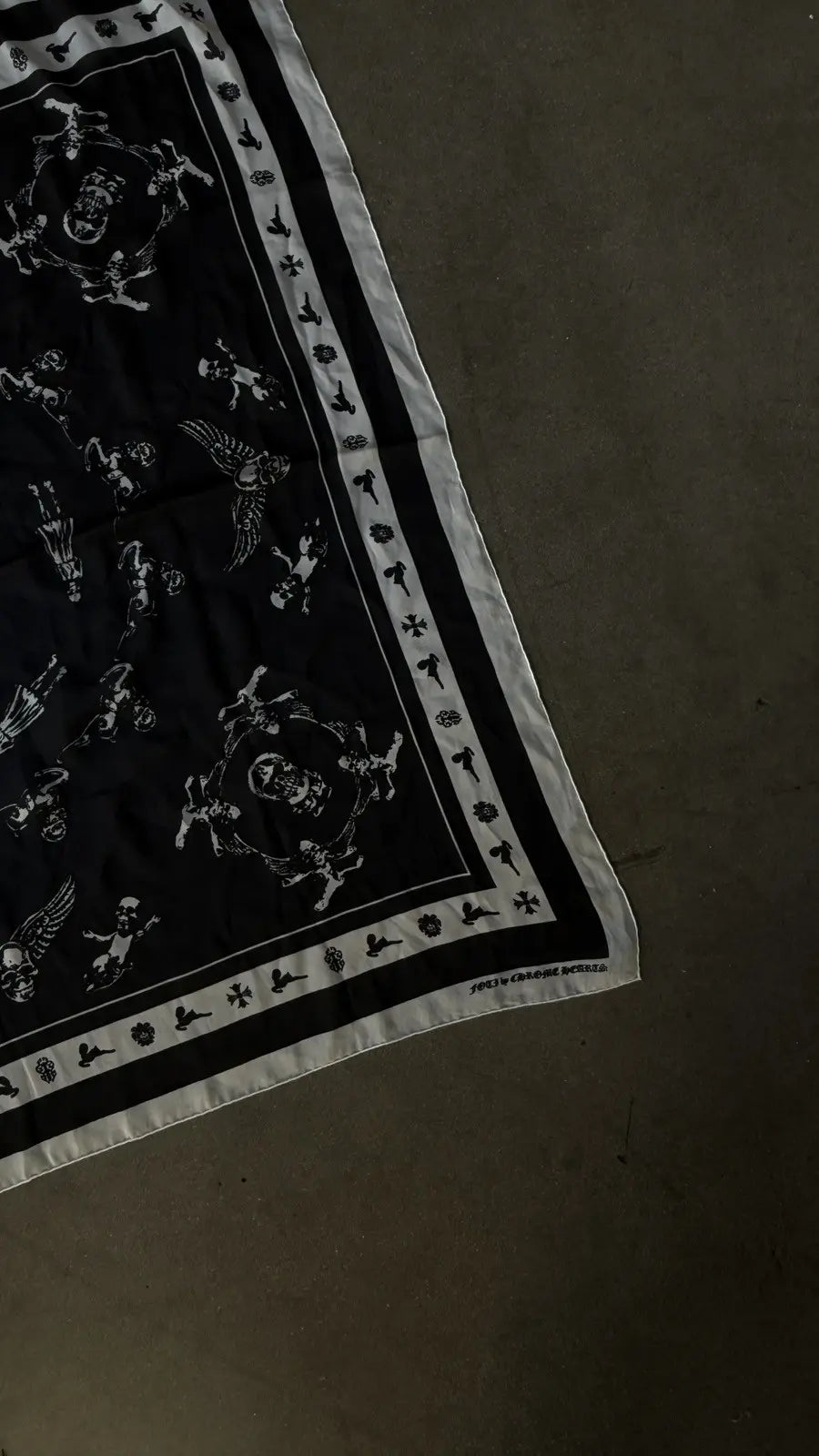 Chrome Hearts Foti Motif Black Silk Scarf