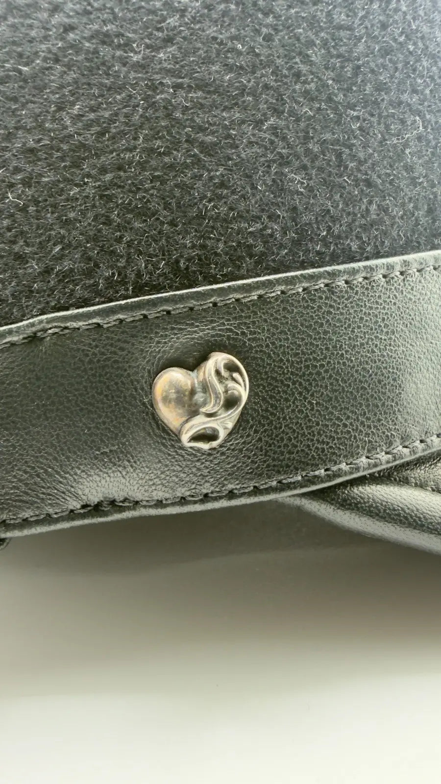 Chrome Hearts Heart Motif Leather Casquette Captain Hat Chrome Hearts