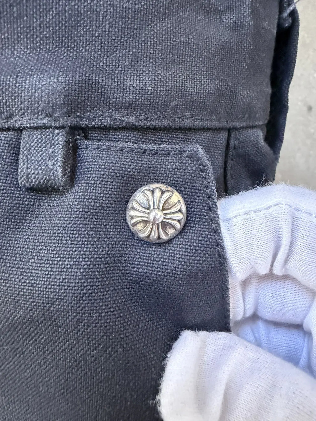 Chrome Hearts Cemetery Cross Leather Patch Cargo Pants