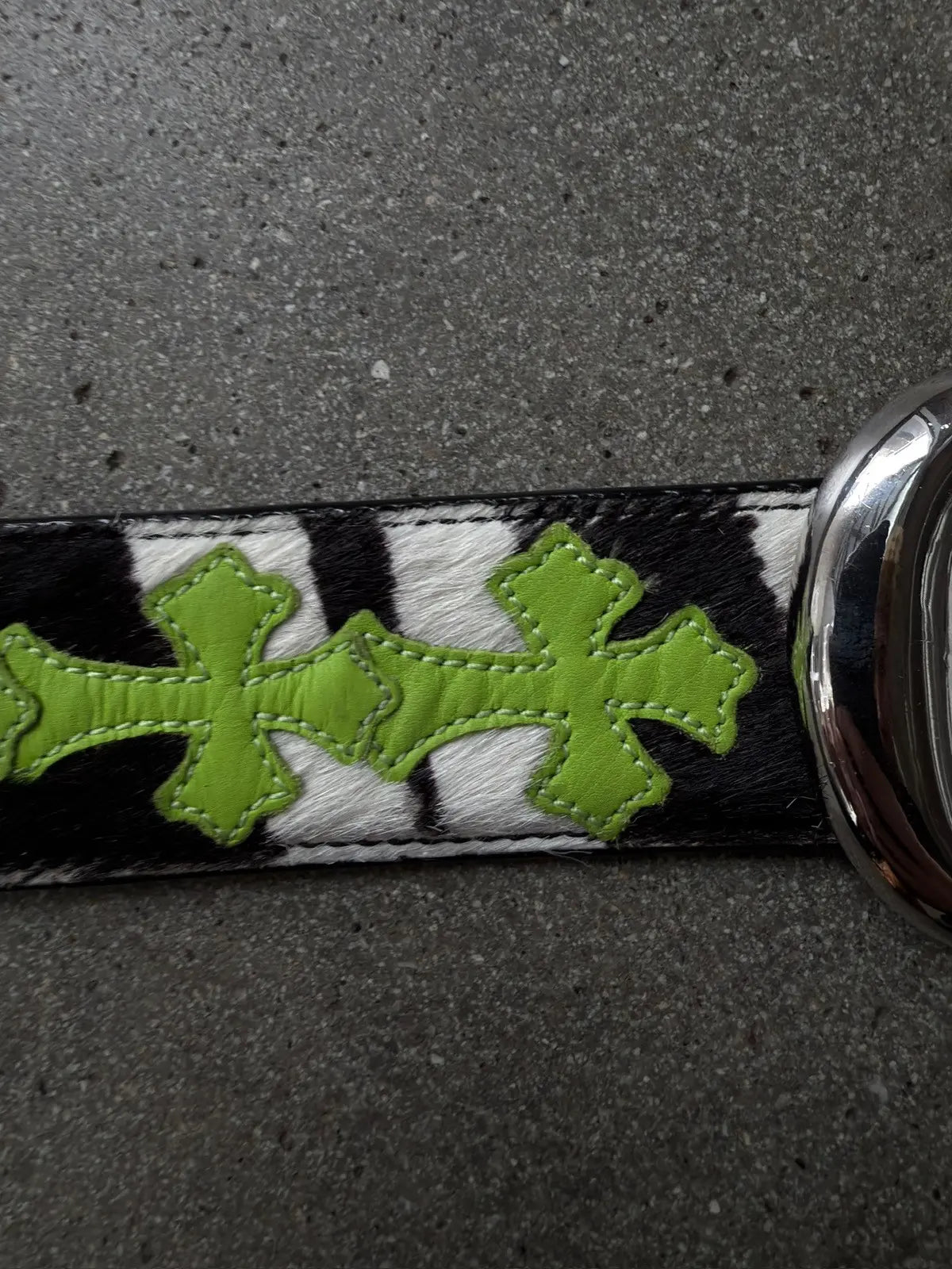 Chrome Hearts Zebra Green Patch Cross Patch Belt