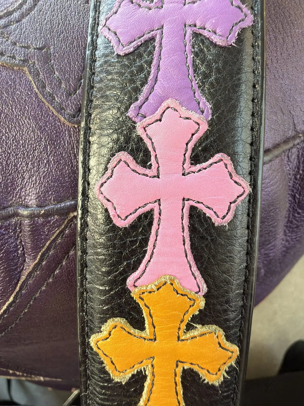 Chrome Hearts Multi Color Cross Patch Belt Strap