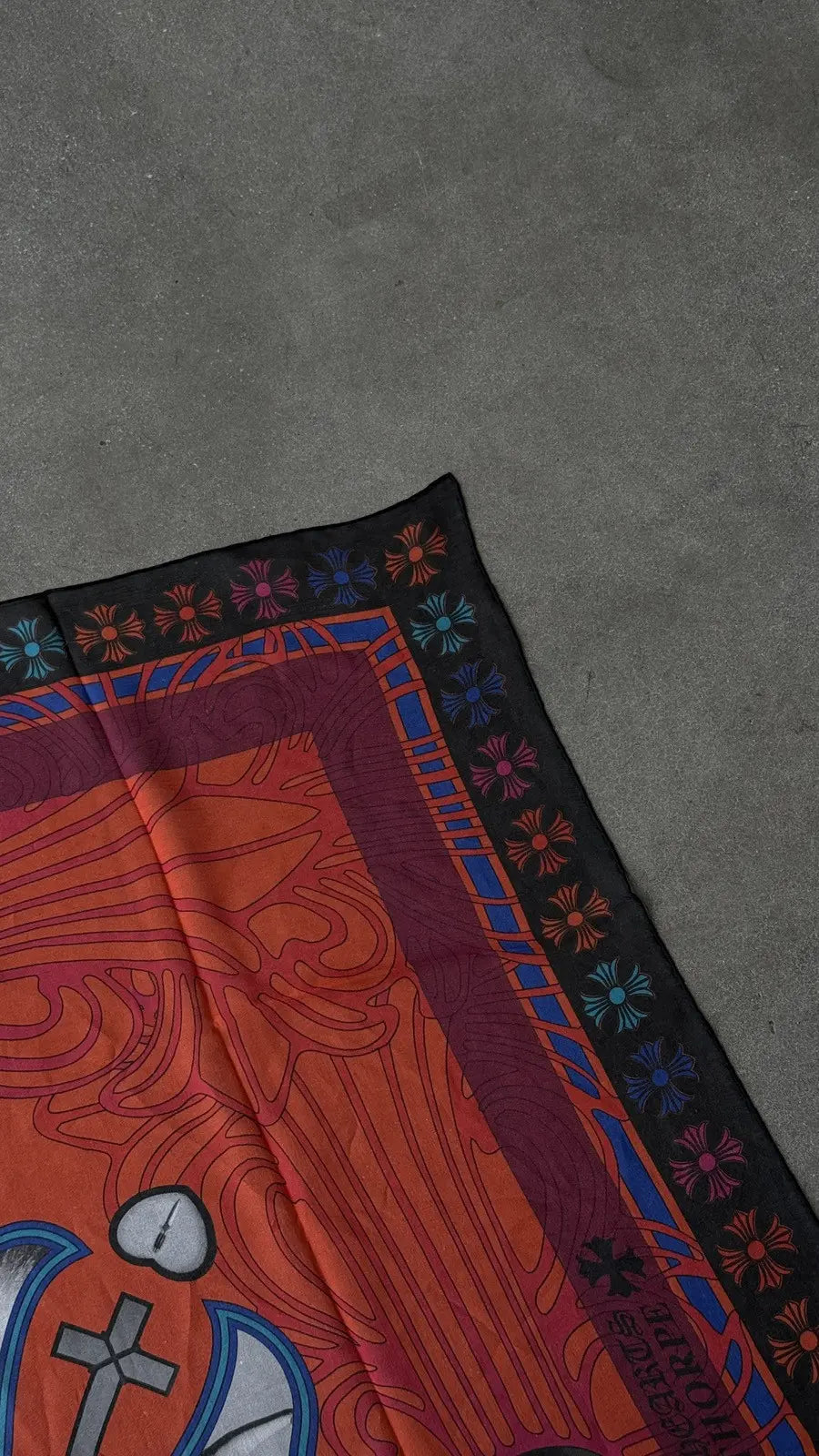 Chrome Hearts Mapplethorpe Multi-Color Cross Red Silk Scarf