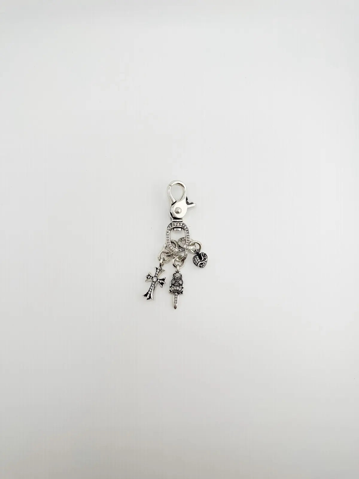 Chrome Hearts 925 Sliver full White Dimond Dagger Keychain