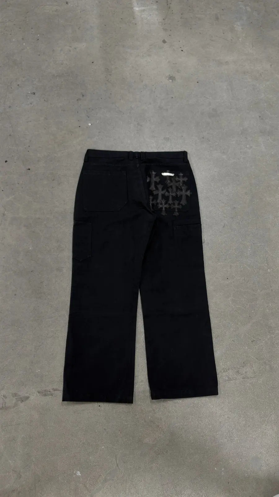 Chrome Hearts Cemetery Cross Leather Patch Cargo Pants