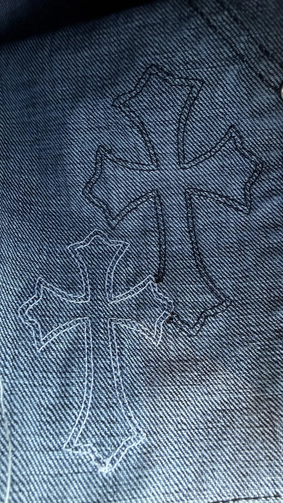 Chrome Hearts White Black Cross Patch Jean Shorts Chrome Hearts