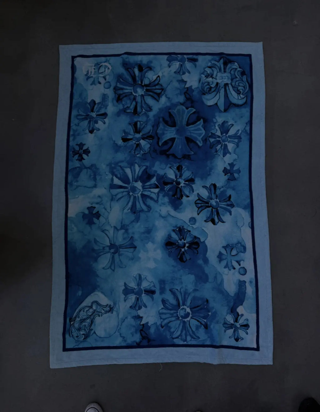 Chrome Hearts Blue Script Cross Logo Beach Towel Blanket