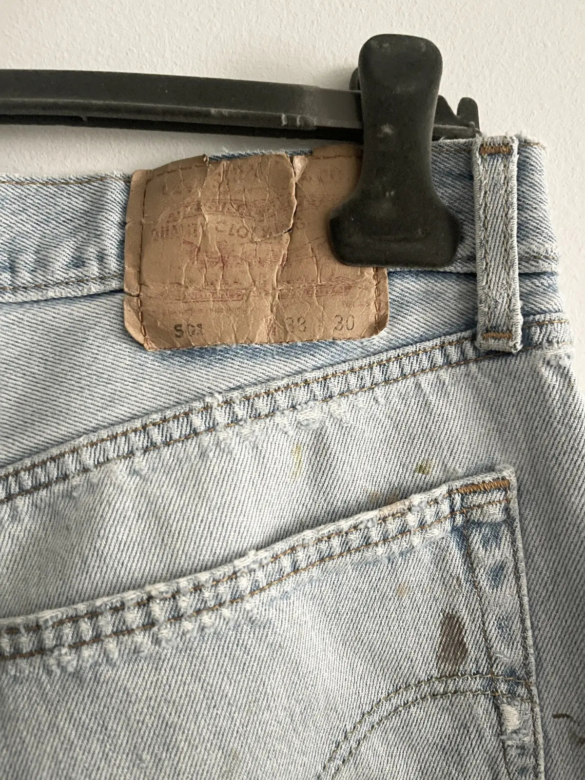 1990s Levi’s 501 Distressed Paint Denim Jeans