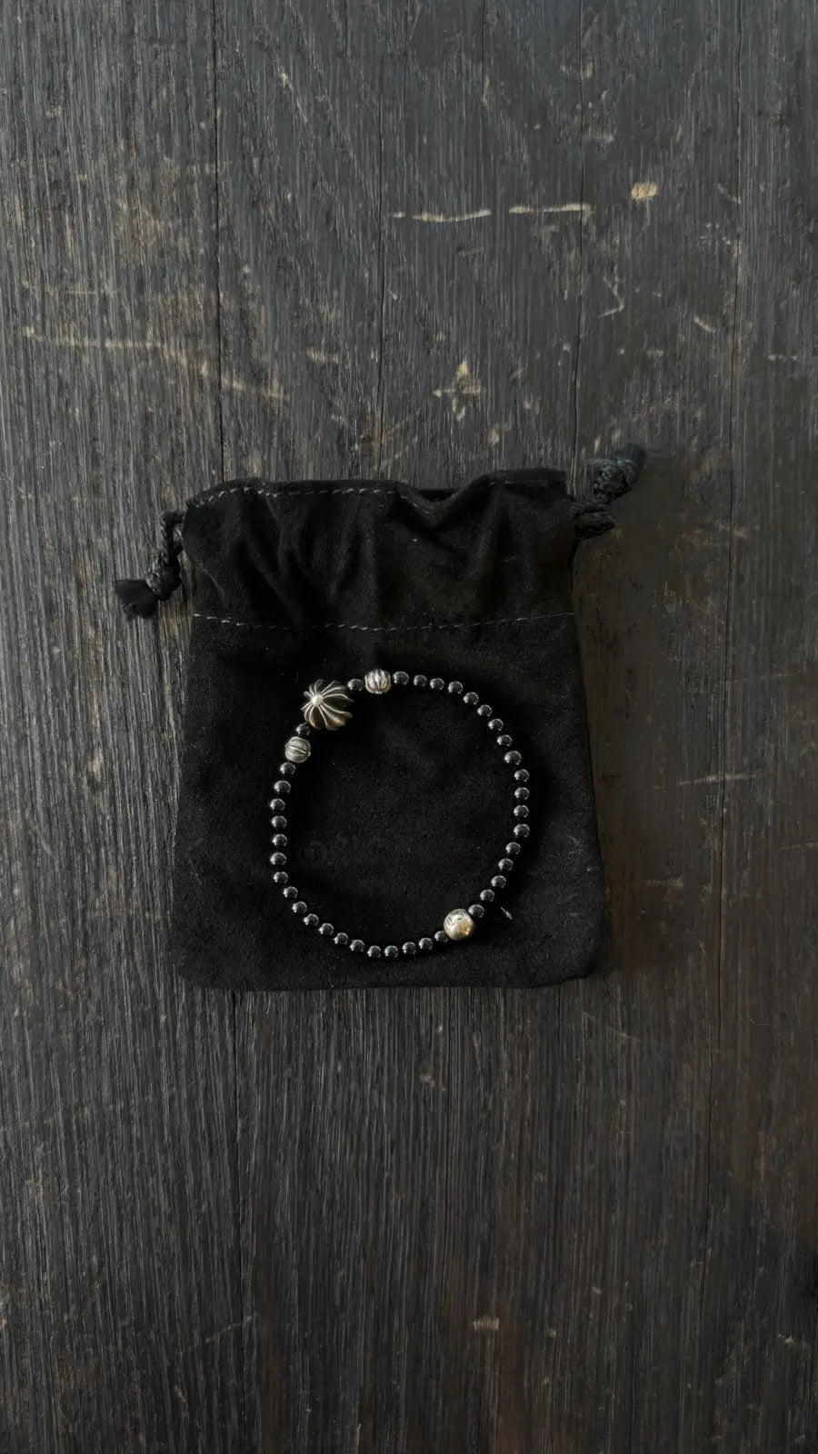 Chrome Hearts Black Onyx Beaded Bracelet Chrome Hearts