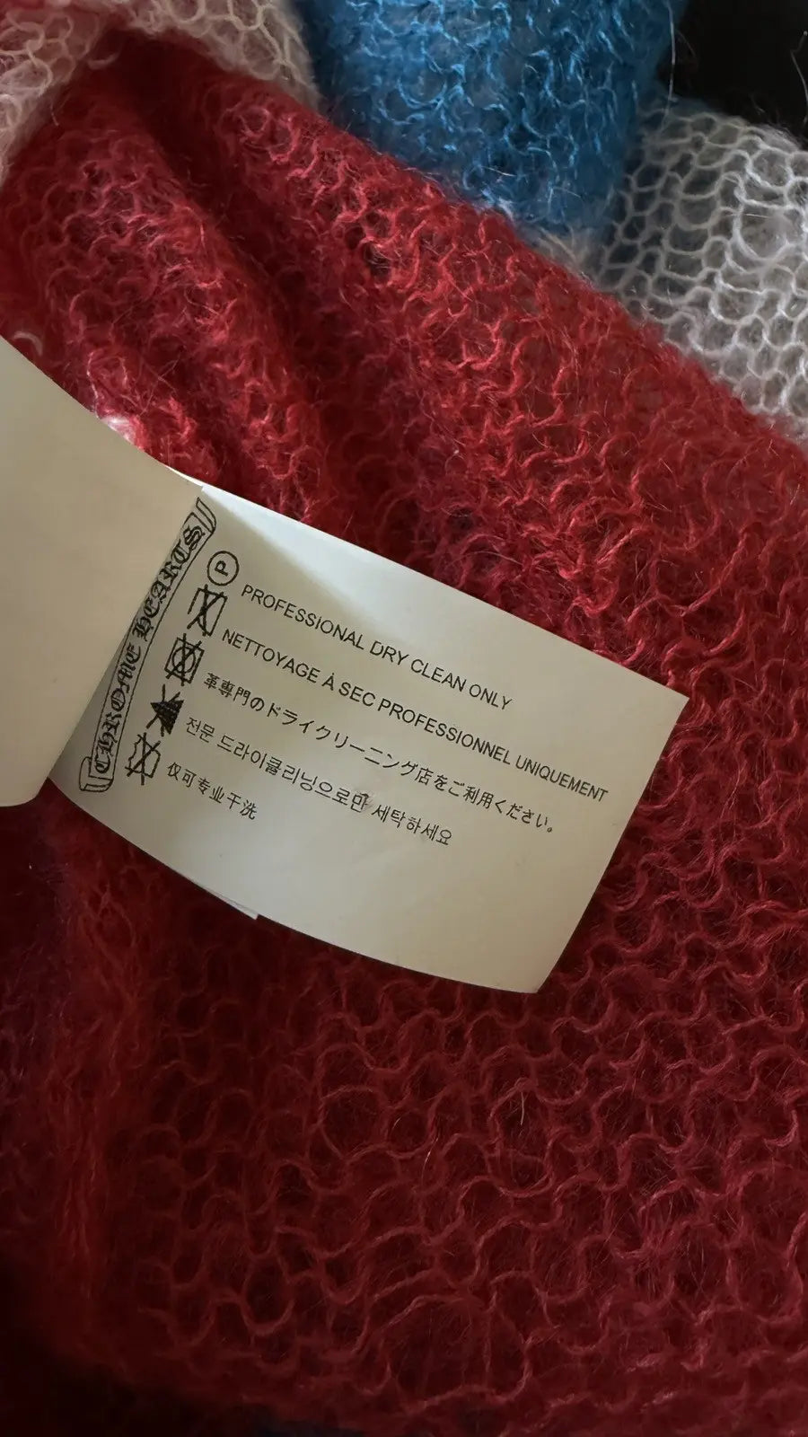 Chrome Hearts Oversized Red/White/Blue Mohair Sweater