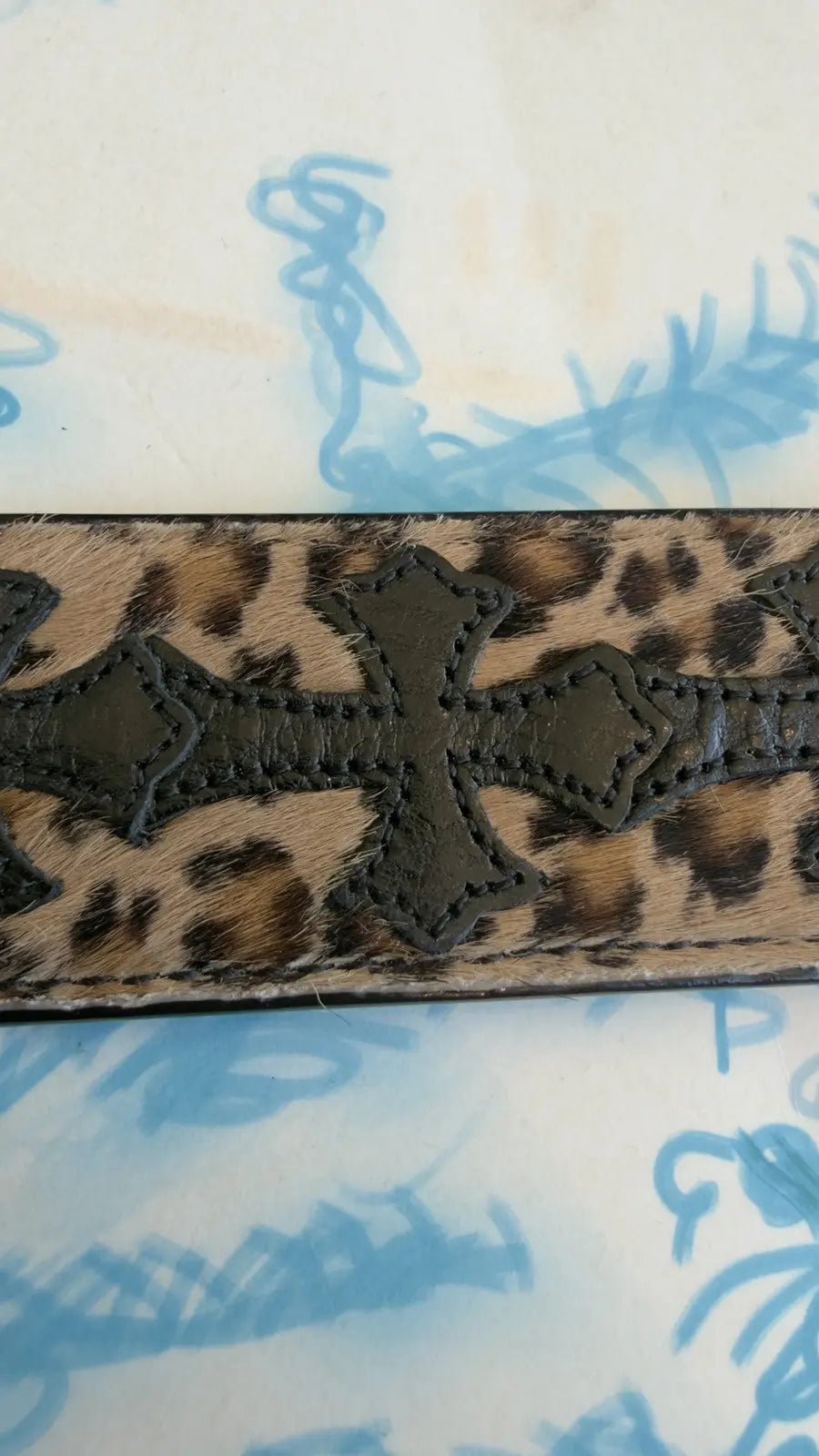 Chrome Hearts-Style Leopard Print Ponyhair Belt Strap Chrome Hearts
