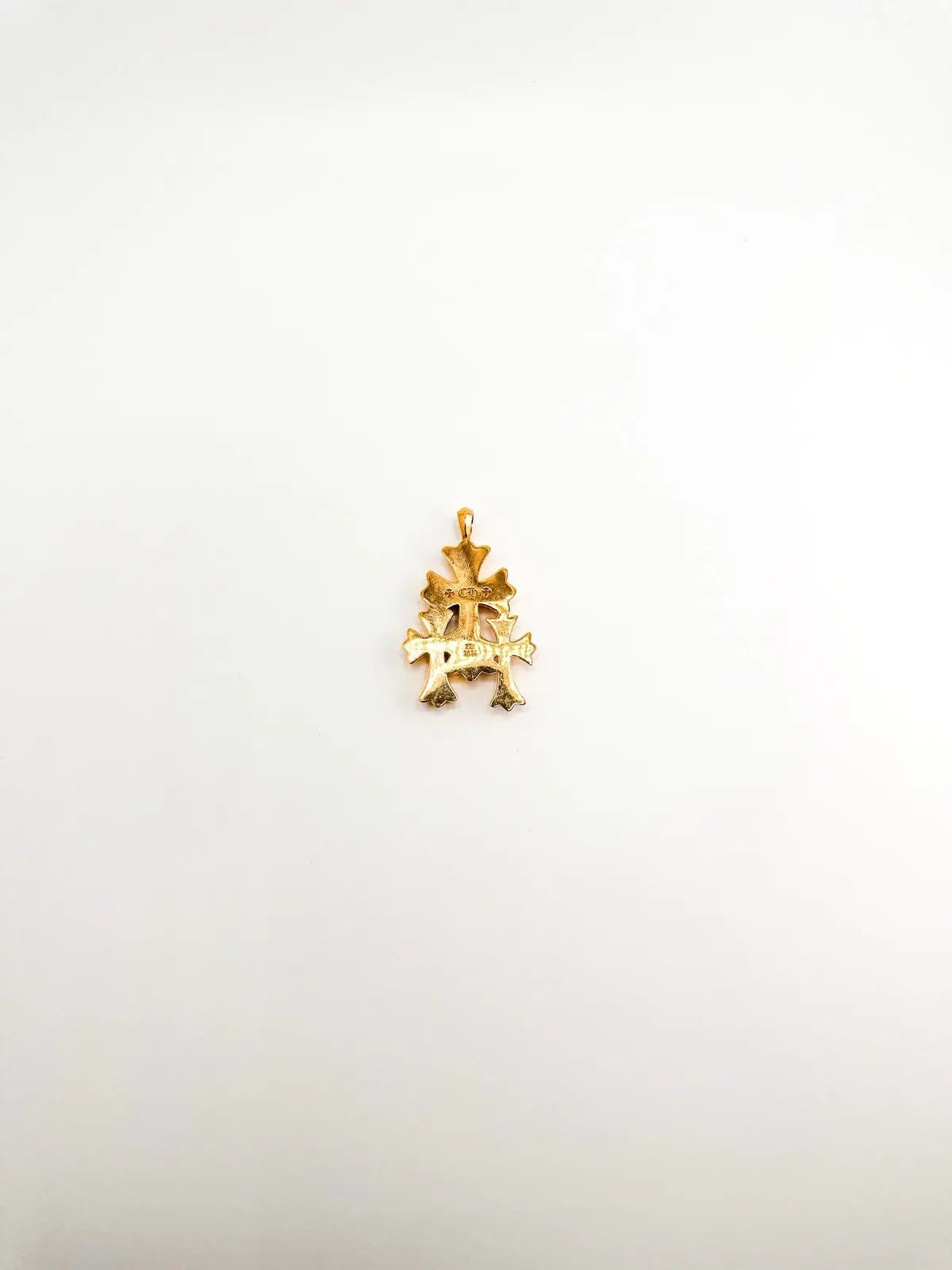 Chrome Hearts 22K Gold Emerald Triple Cross Pendant Chrome Hearts