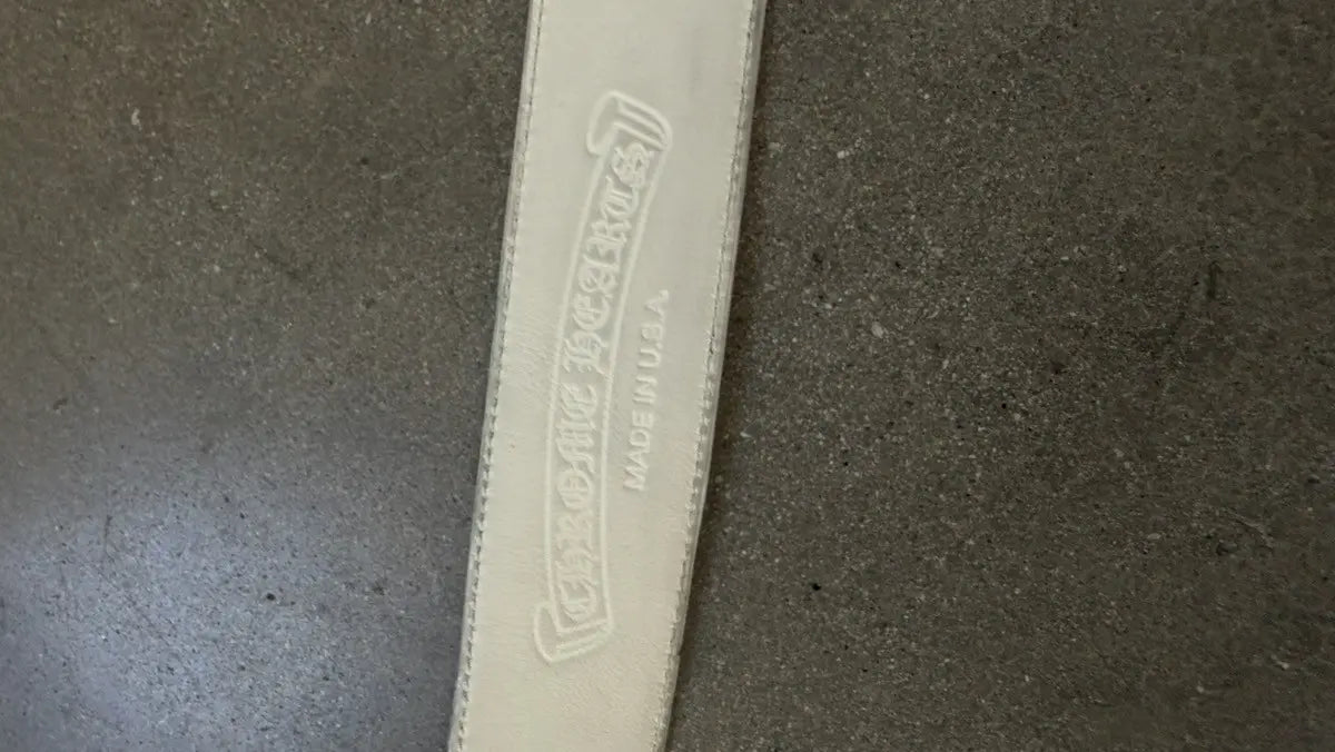 Chrome Hearts White Leather Roller Belt