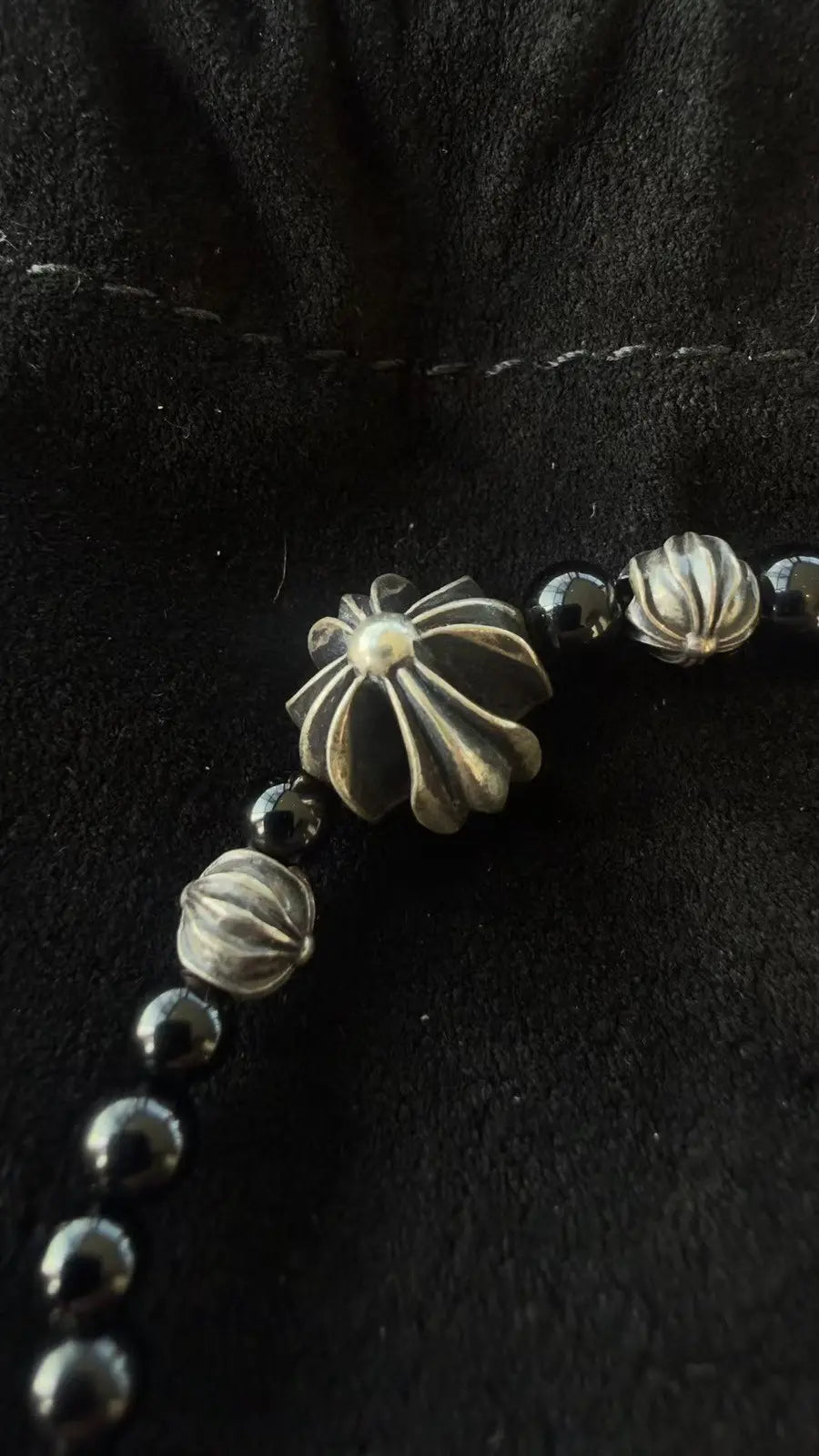 Chrome Hearts Black Onyx Beaded Bracelet Chrome Hearts