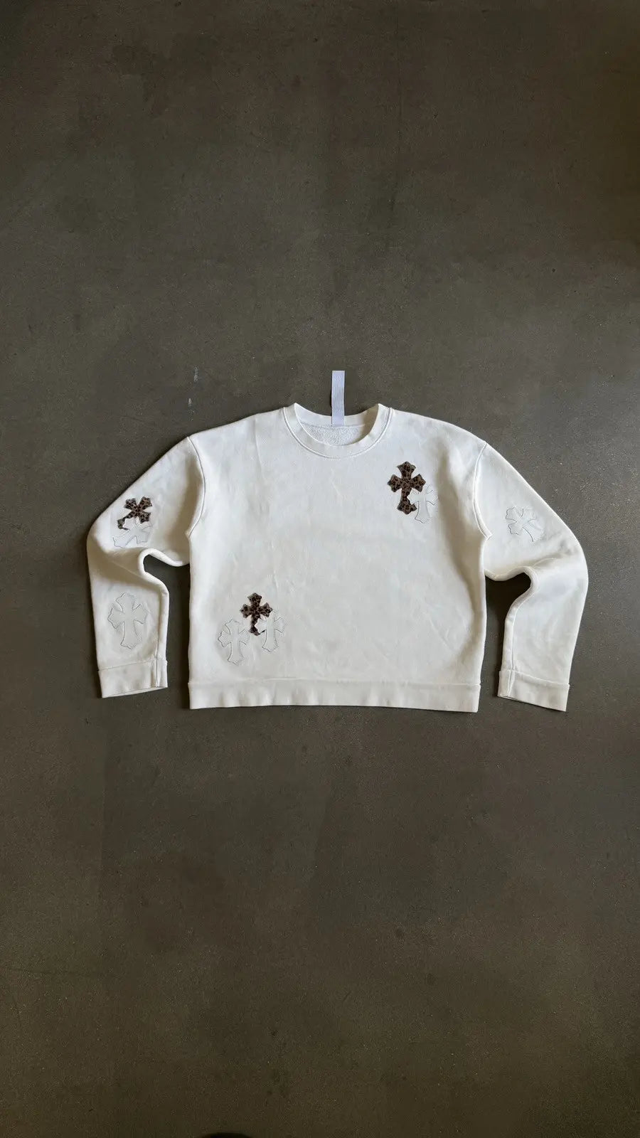 Chrome Hearts White & Leopard Cross Patch Sweatshirt