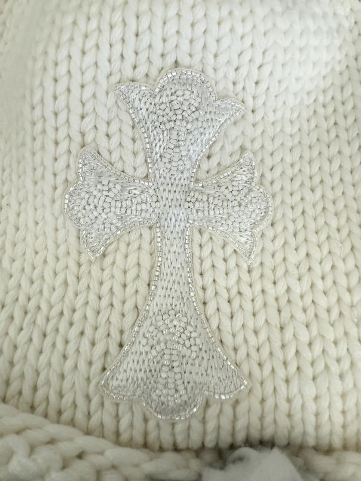 Chrome Hearts Beaded Cross Patch Beanie