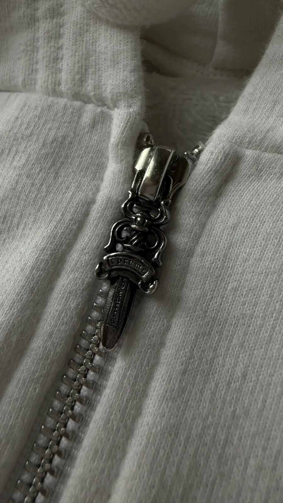 Chrome Hearts White Zip Up Banner Hoodie