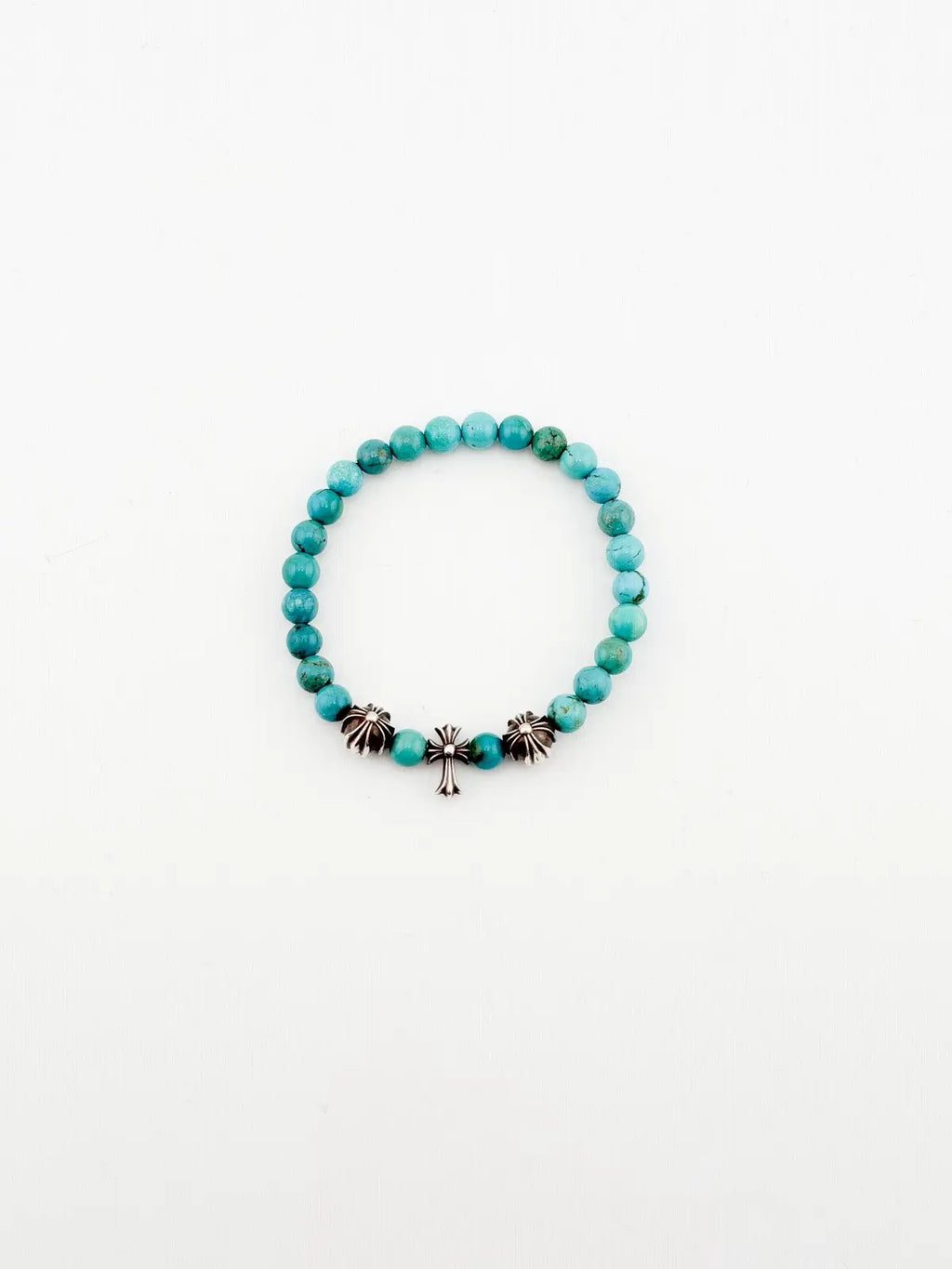 Chrome Hearts 8mm Beaded 3 Silver Bracelet
