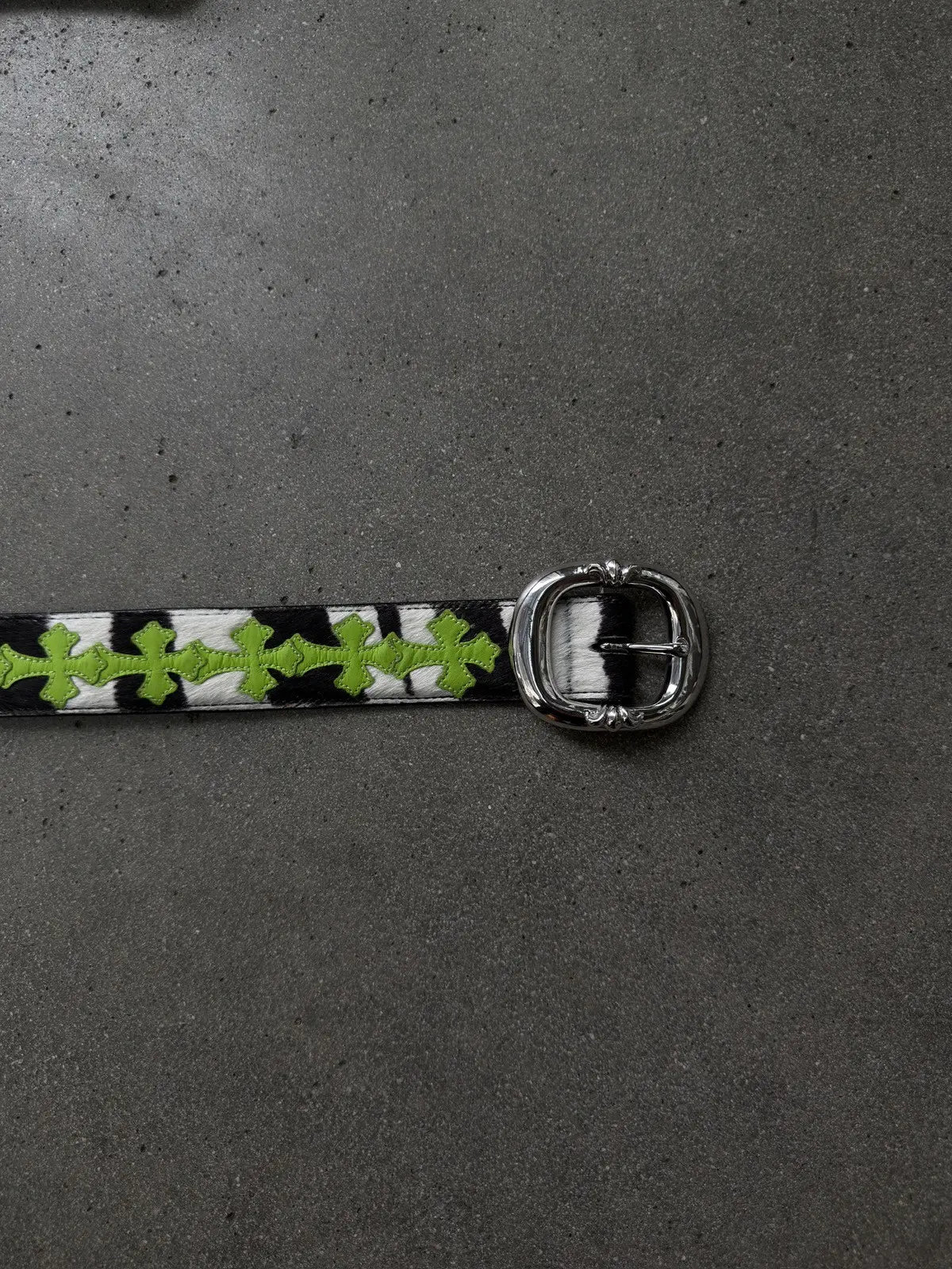 Chrome Hearts Zebra Green Patch Cross Patch Belt