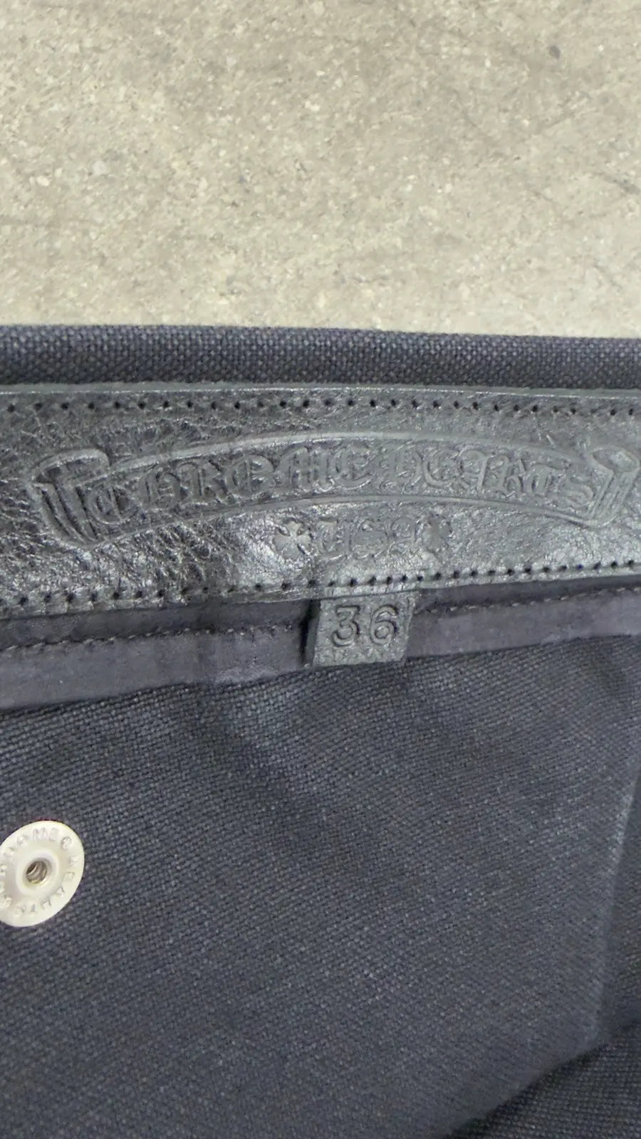 Chrome Hearts Cemetery Cross Leather Patch Cargo Pants