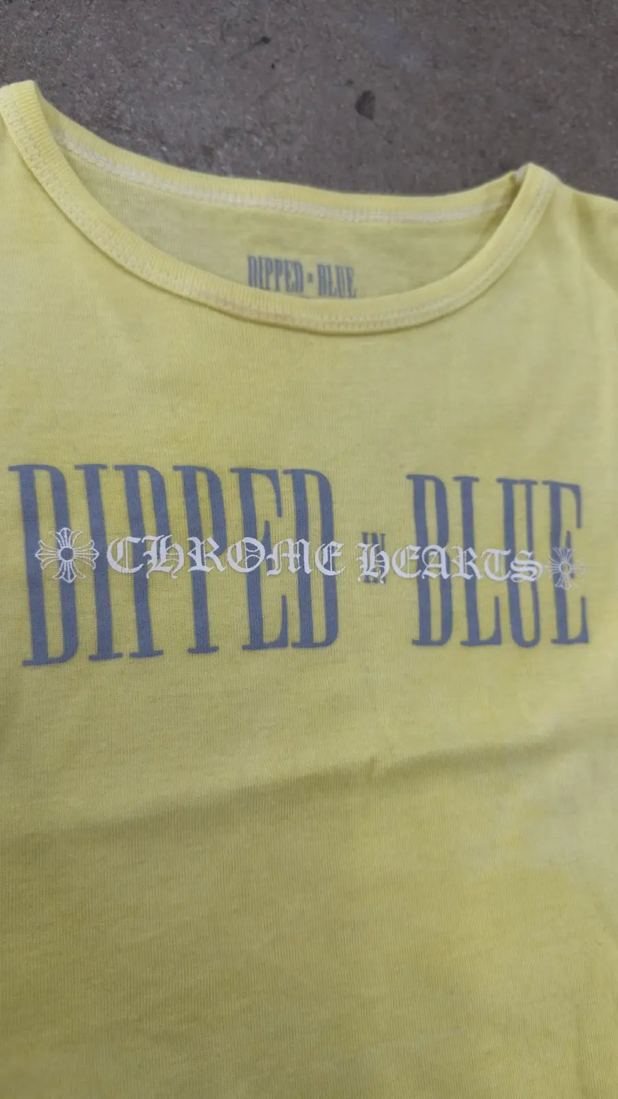 CHROME HEARTS × DIPPED IN BLUE Logo Print Cropped Tee