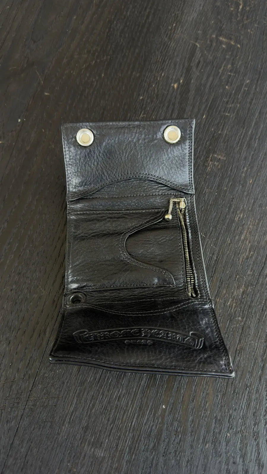 Chrome Hearts Black Leather Trifold Wallet Chrome Hearts