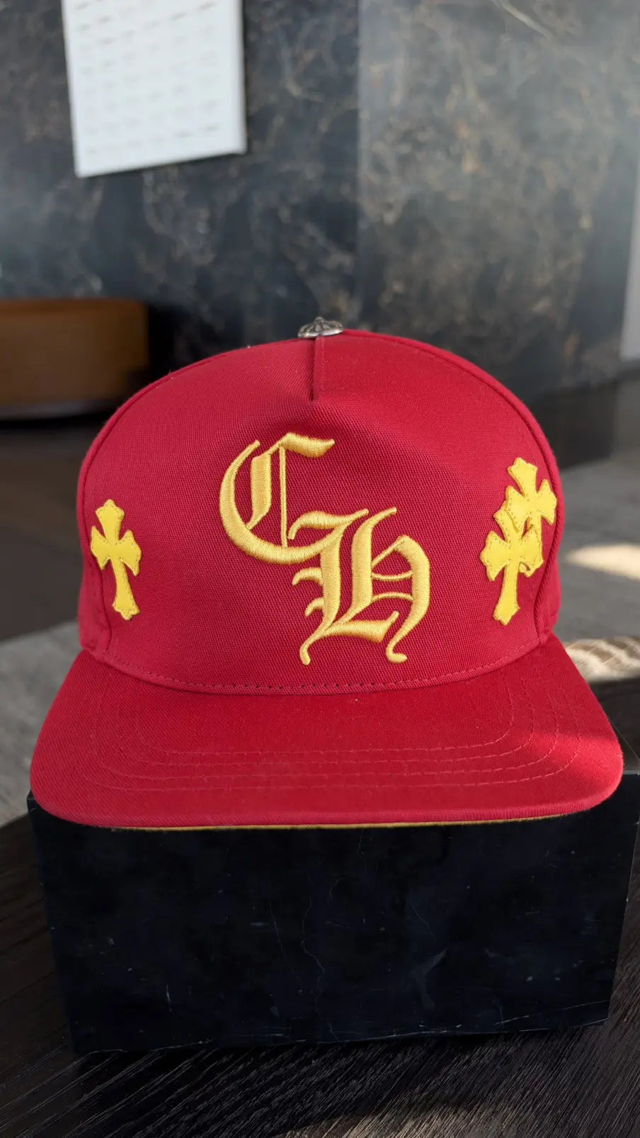Chrome Hearts Red Yellow Cross Patch Baseball Cap Chrome Hearts