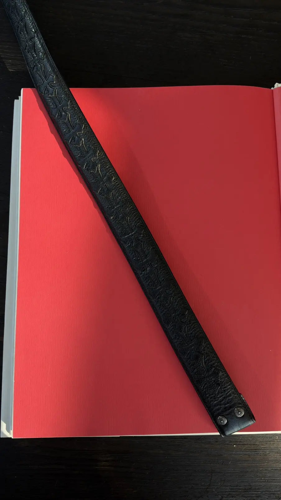 Chrome Hearts Cemetery Cross Patch Leather Belt Strap Size 34 Chrome Hearts