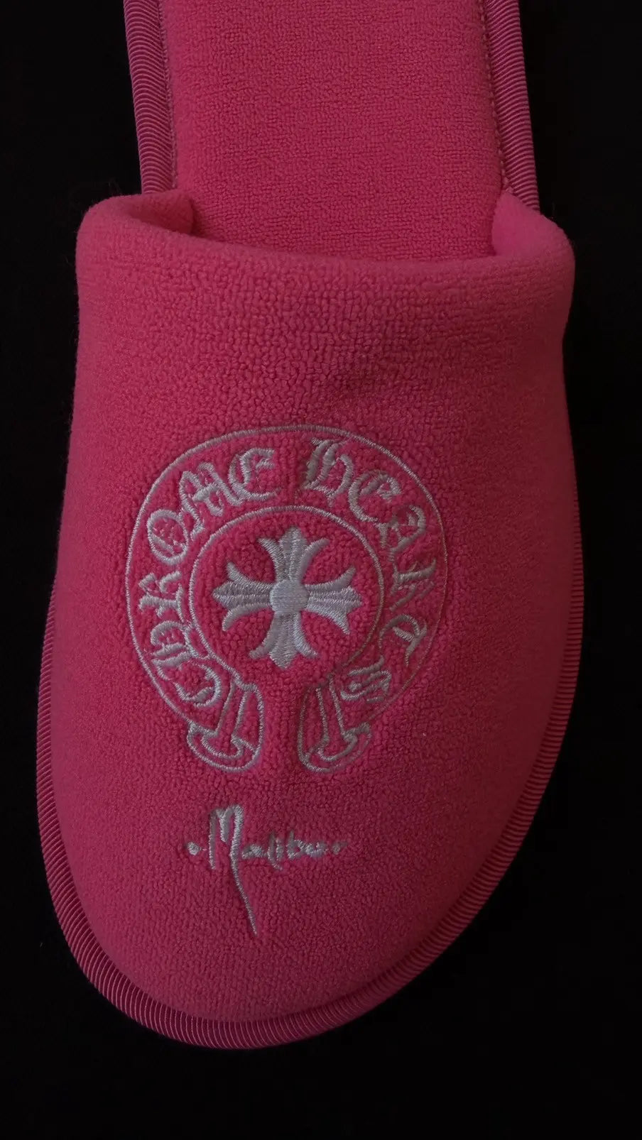 Chrome Hearts Pink Malibu Hotel Slippers