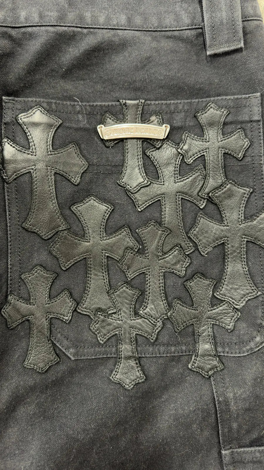 Chrome Hearts Double Knee Cross Patch Shorts