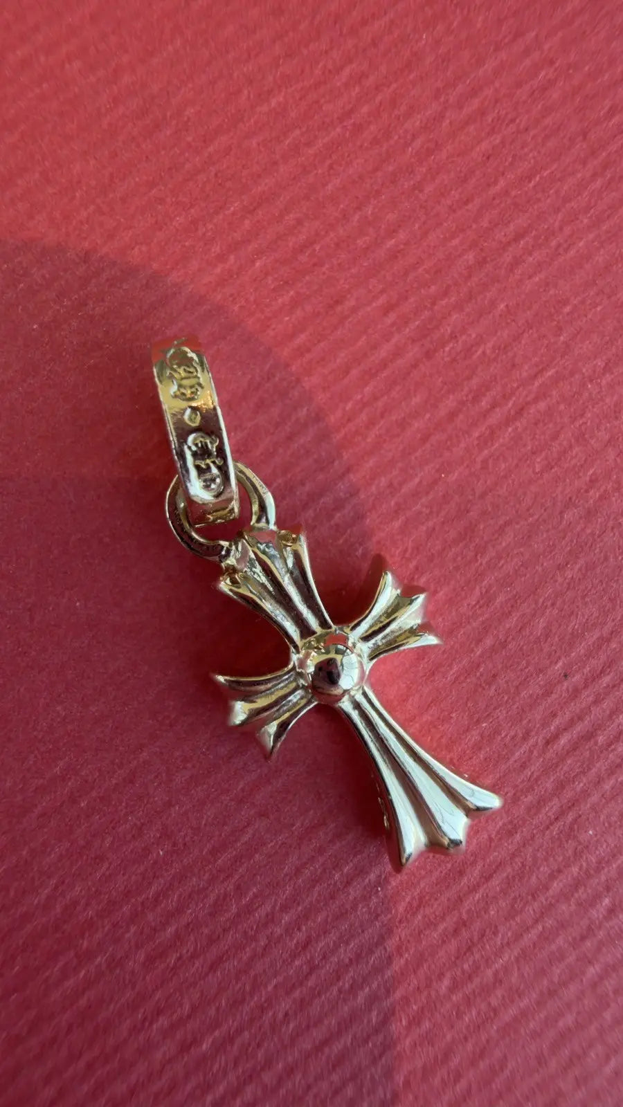 Chrome Hearts 22K Gold Blue Baby Fat Cross Charm Pendant Chrome Hearts