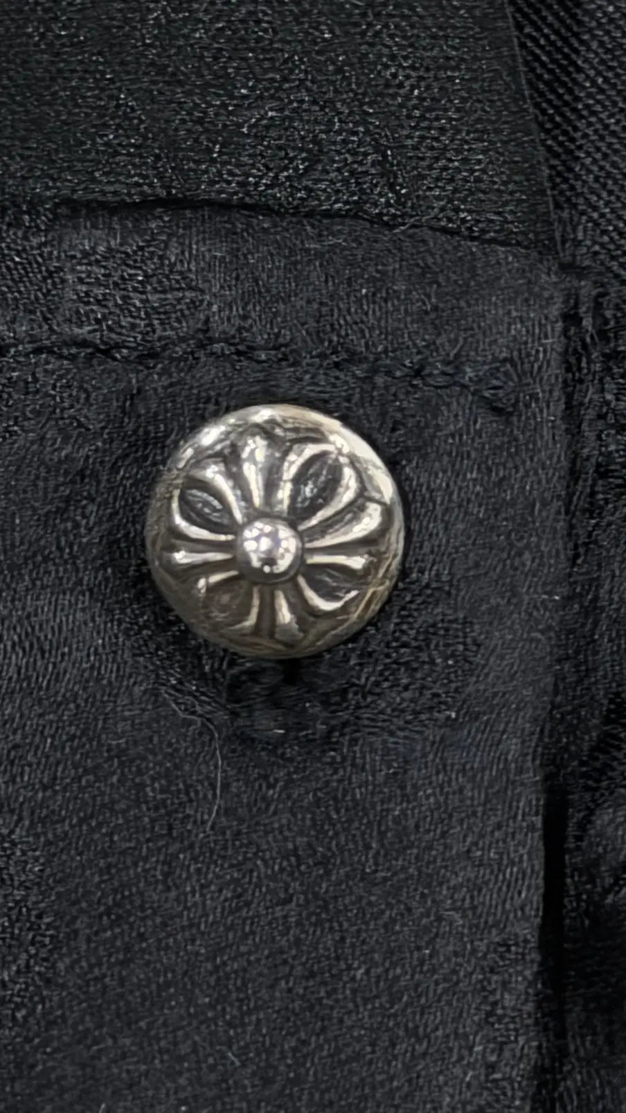 Chrome Hearts Black Silk Shoulder Top