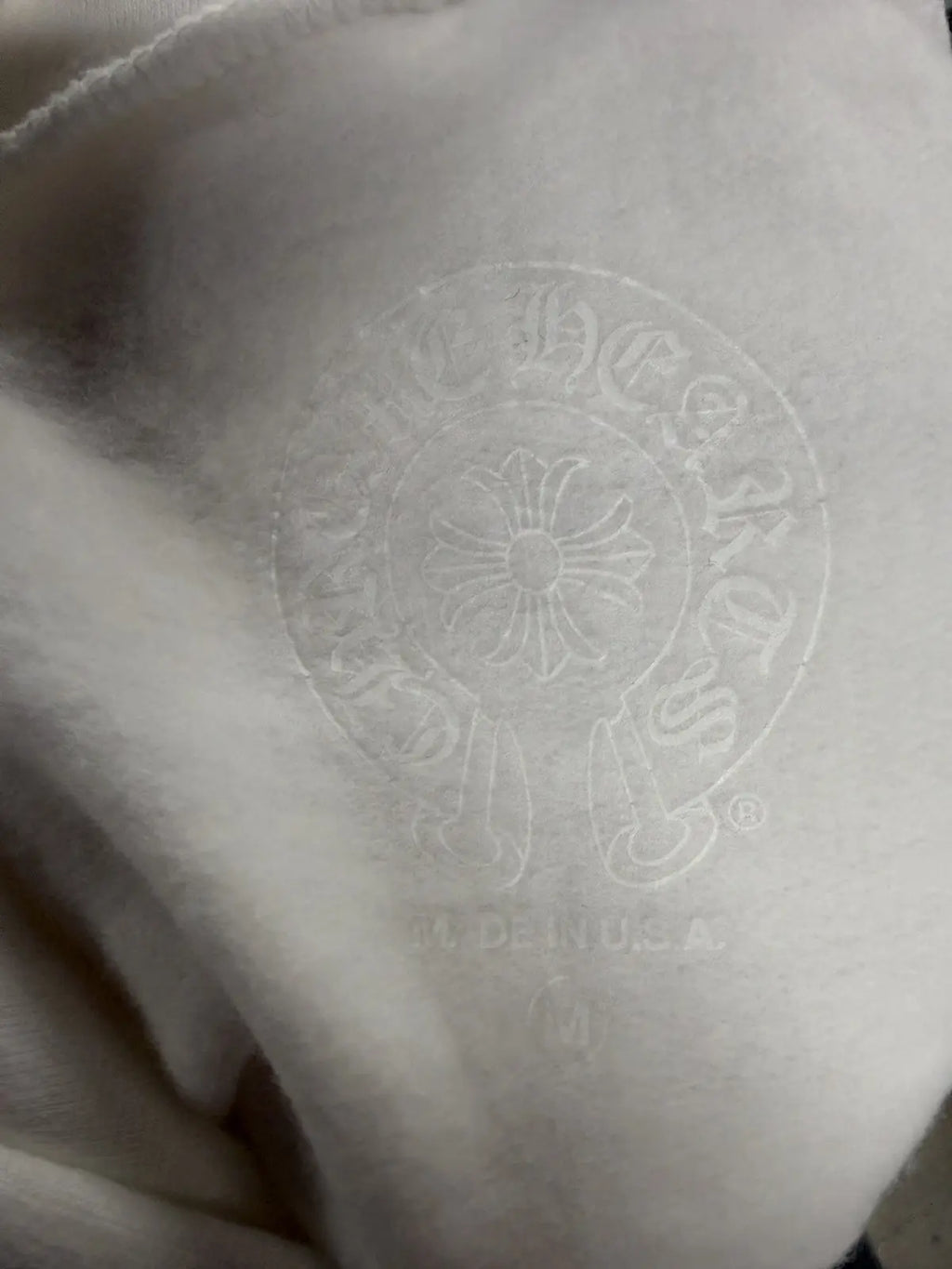 Chrome Hearts White Foil Hoodie Silver Scroll Script