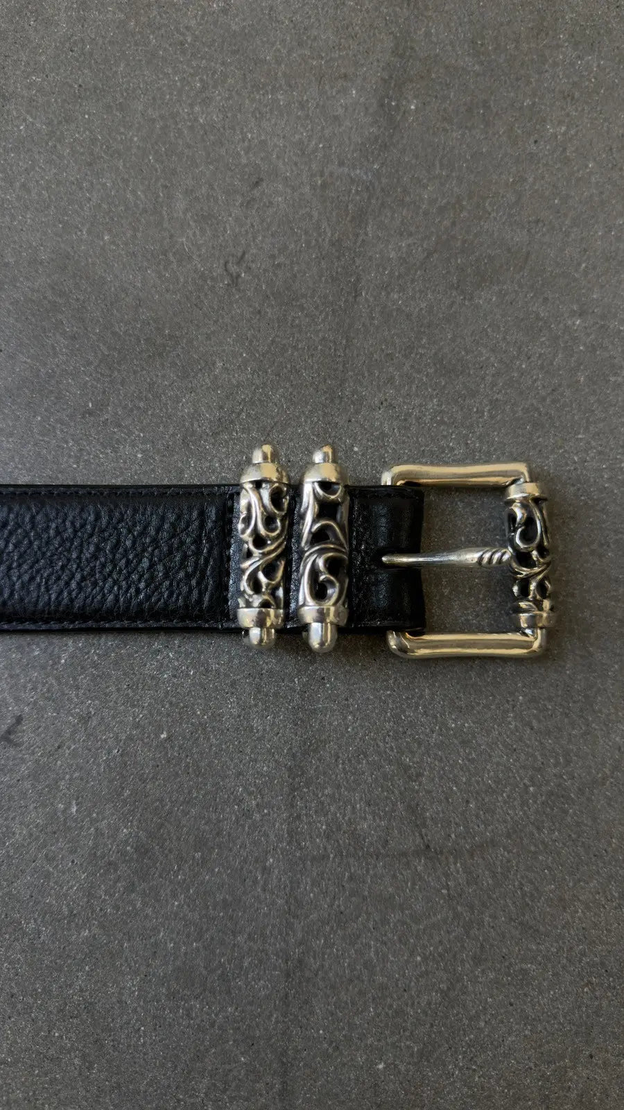 Chrome Hearts Black Leather Roller Belt