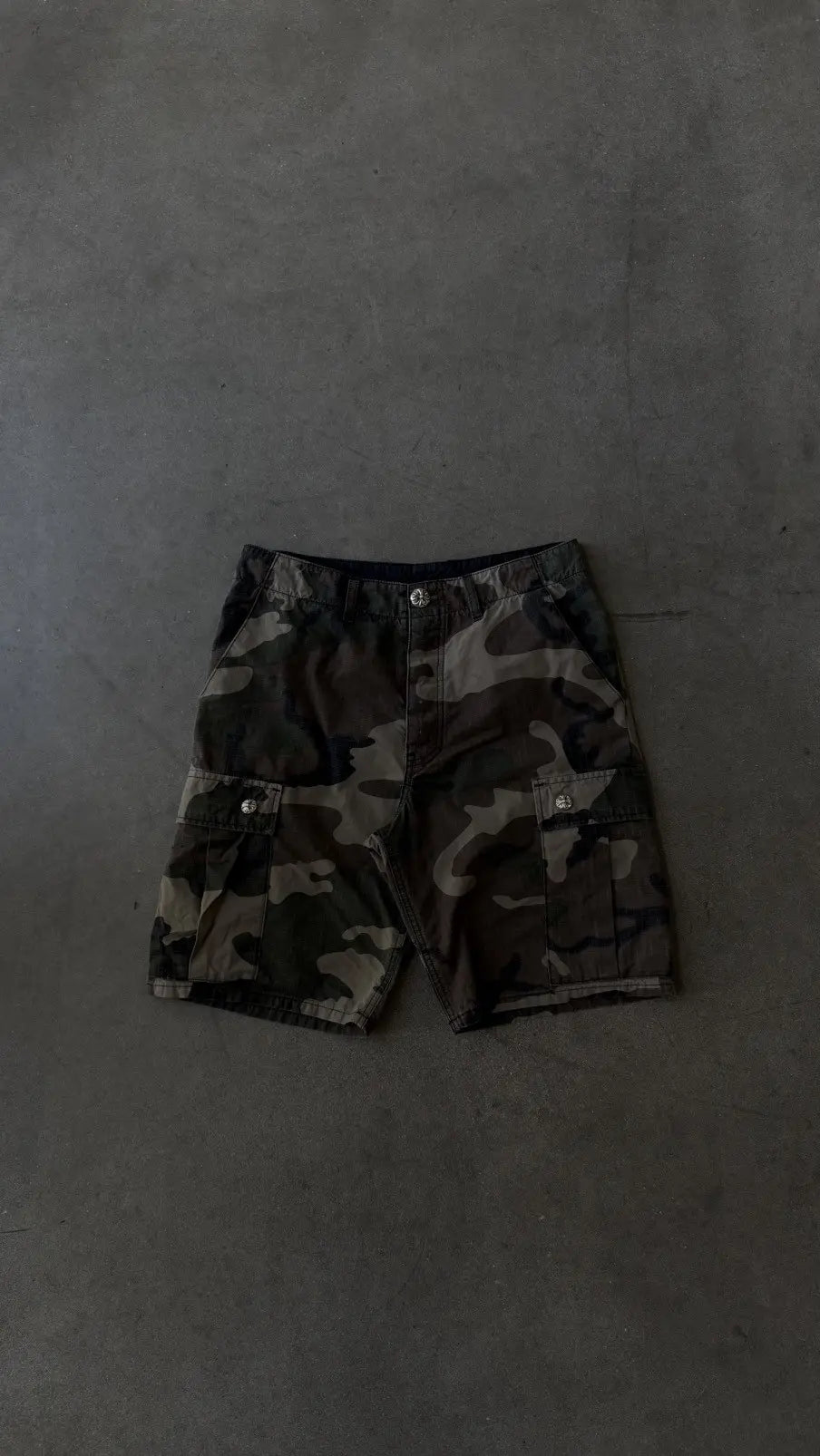 Chrome Hearts Devil Dog Camo Cargo Patch Shorts