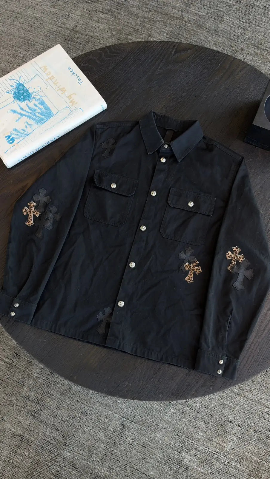 Chrome Hearts Work Dog Cross Leather Patch Jacket Size XL Chrome Hearts