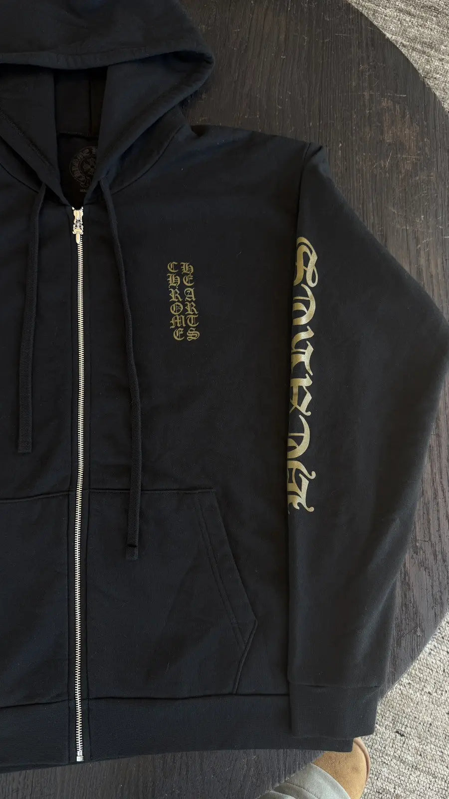 Chrome Hearts Vertical Logo Zip-Up Hoodie Chrome Hearts