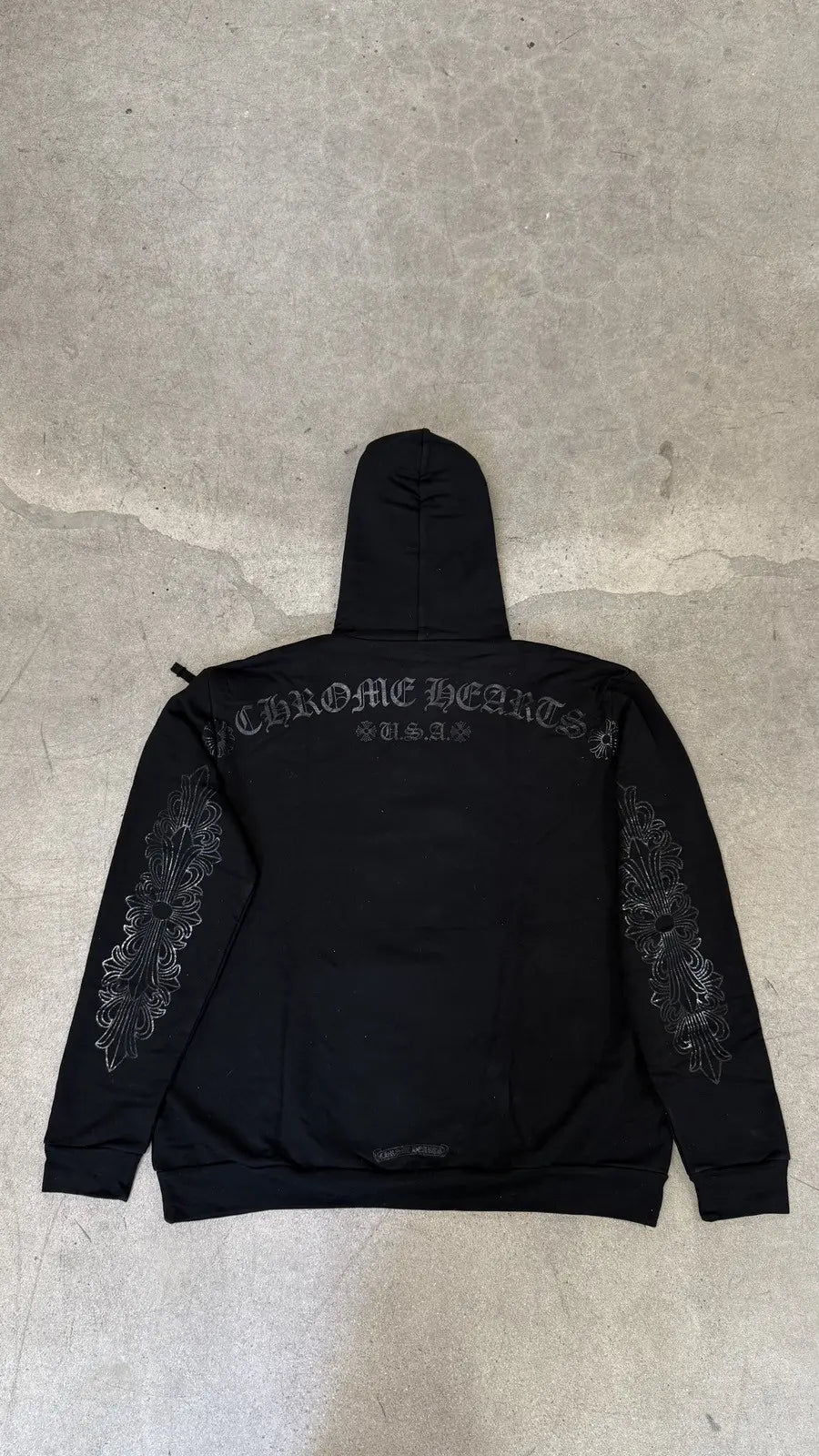 Chrome Hearts Blacked Out Horseshoe Logo Hoodie Black