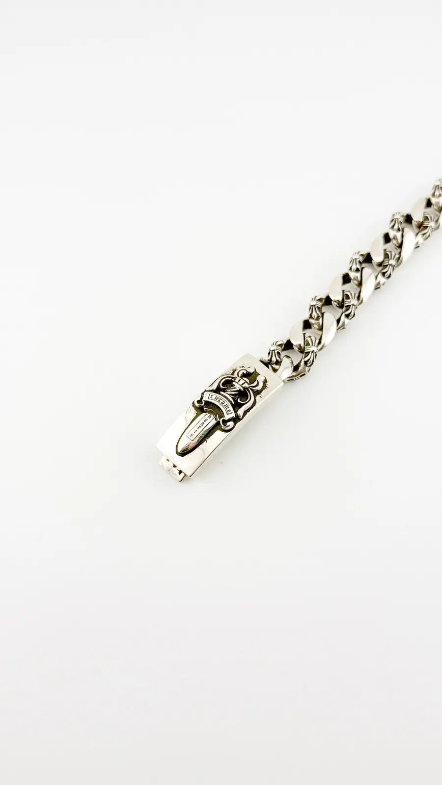 Chrome Hearts Silver ID Cross Fancy Link Cuban Bracelet