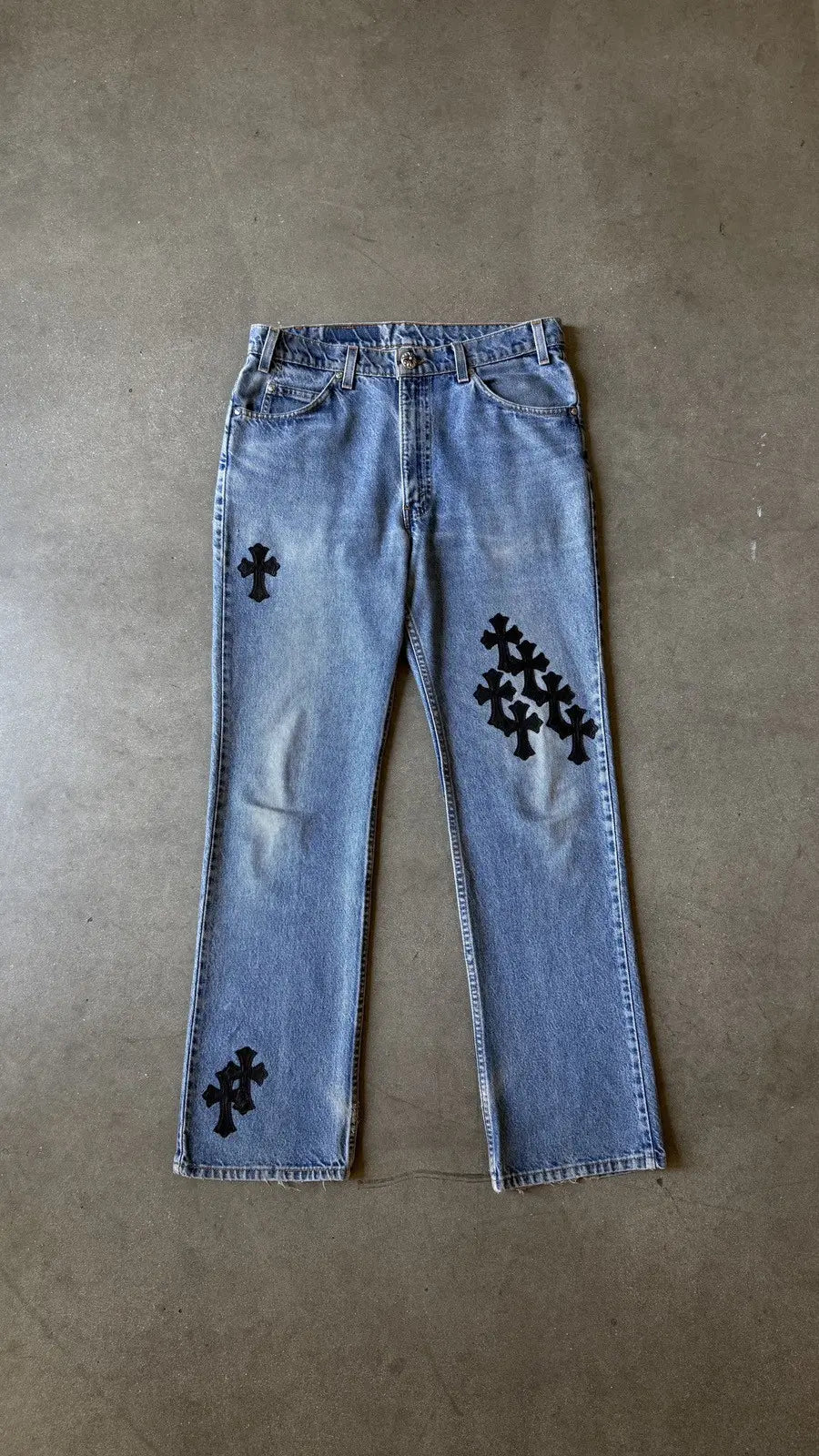 Chrome Hearts Levis 517 Black Cross Patch Jeans