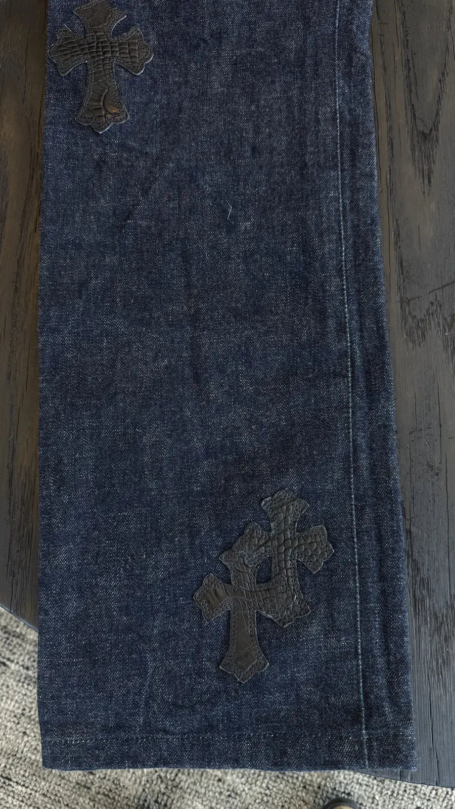 Chrome Hearts Crocodile Cross Patch Jeans Chrome Hearts